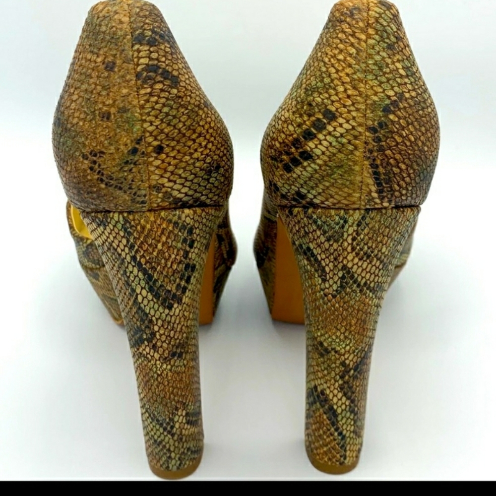 Luxury Rebel Brown Snakeskin Leather Rockstar Platform Heels